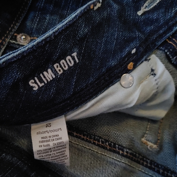 AEO Dark Slim Boot Cut Stretch Jean 2 Short - Picture 5 of 9
